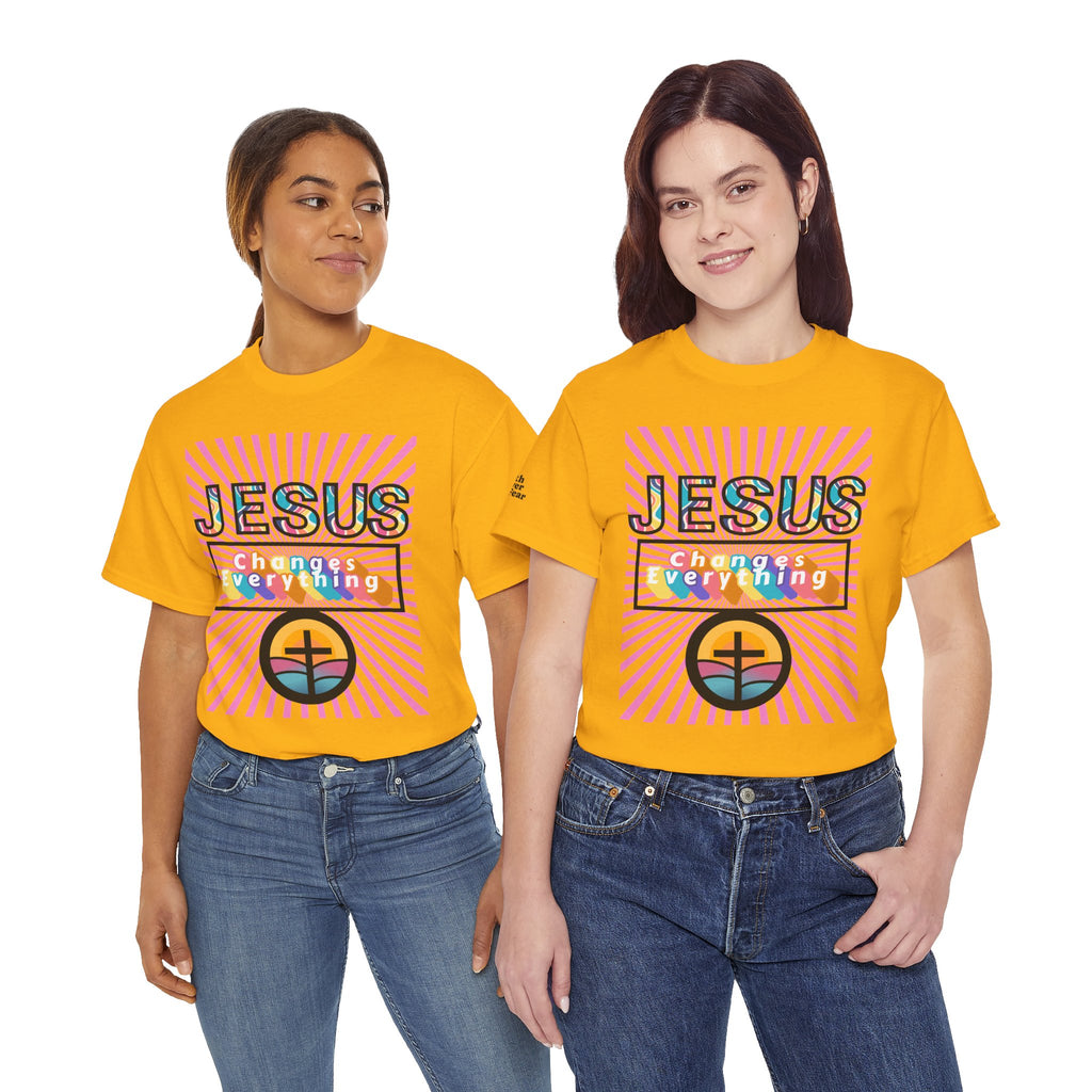 Jesus Changes Everything T-Shirt — Retro Rainbow Christian Faith Tee