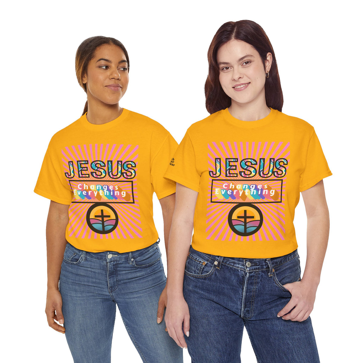 Jesus Changes Everything T-Shirt — Retro Rainbow Christian Faith Tee