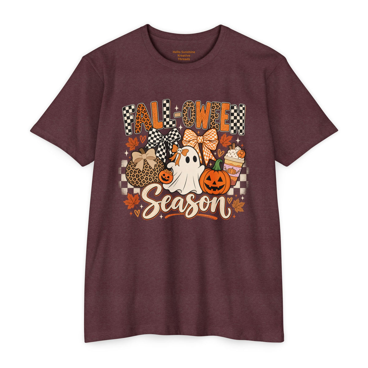 Falloween Season T-Shirt — Cute Ghost & Pumpkins Trick-or-Treat Tee