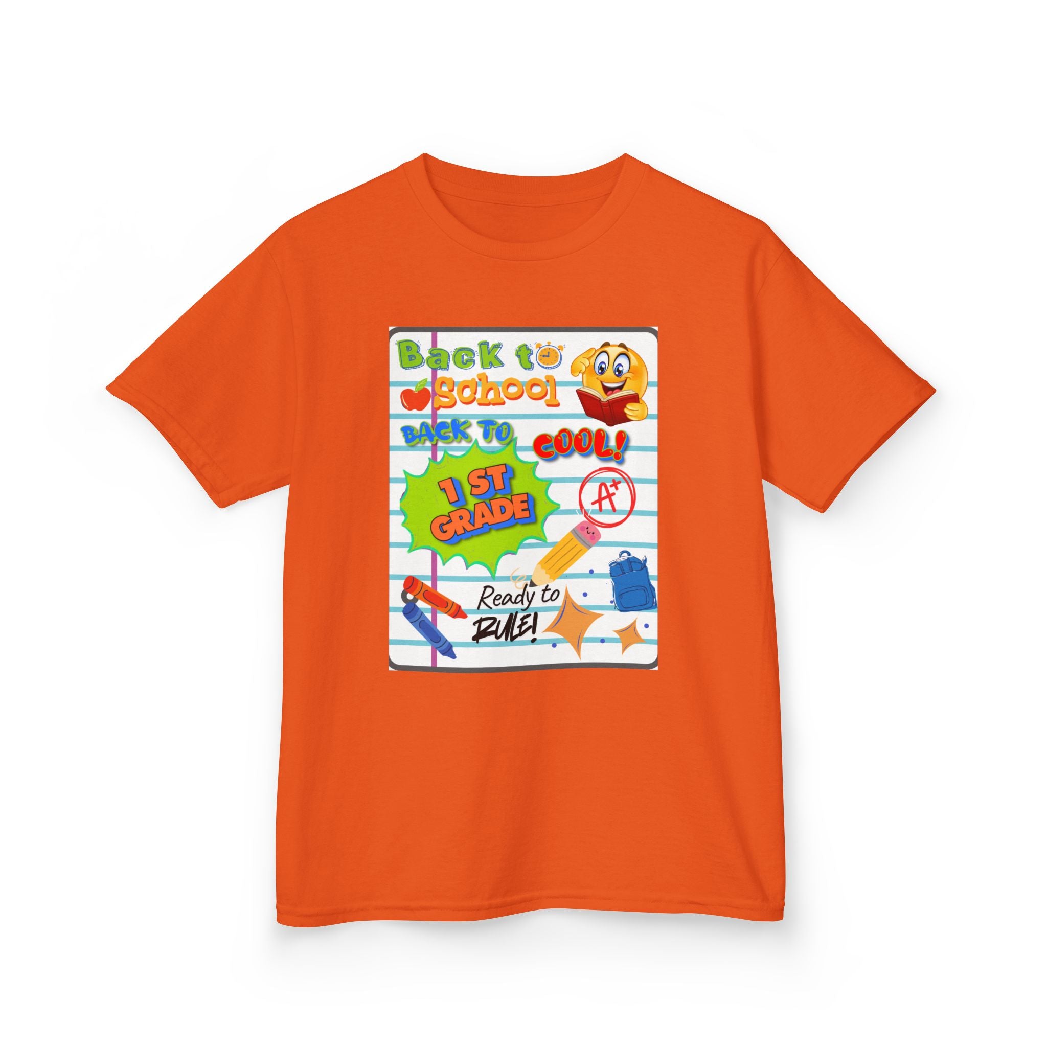 1st Grade Back to School Kids T‑Shirt - "Back to School" Lined Paper Design