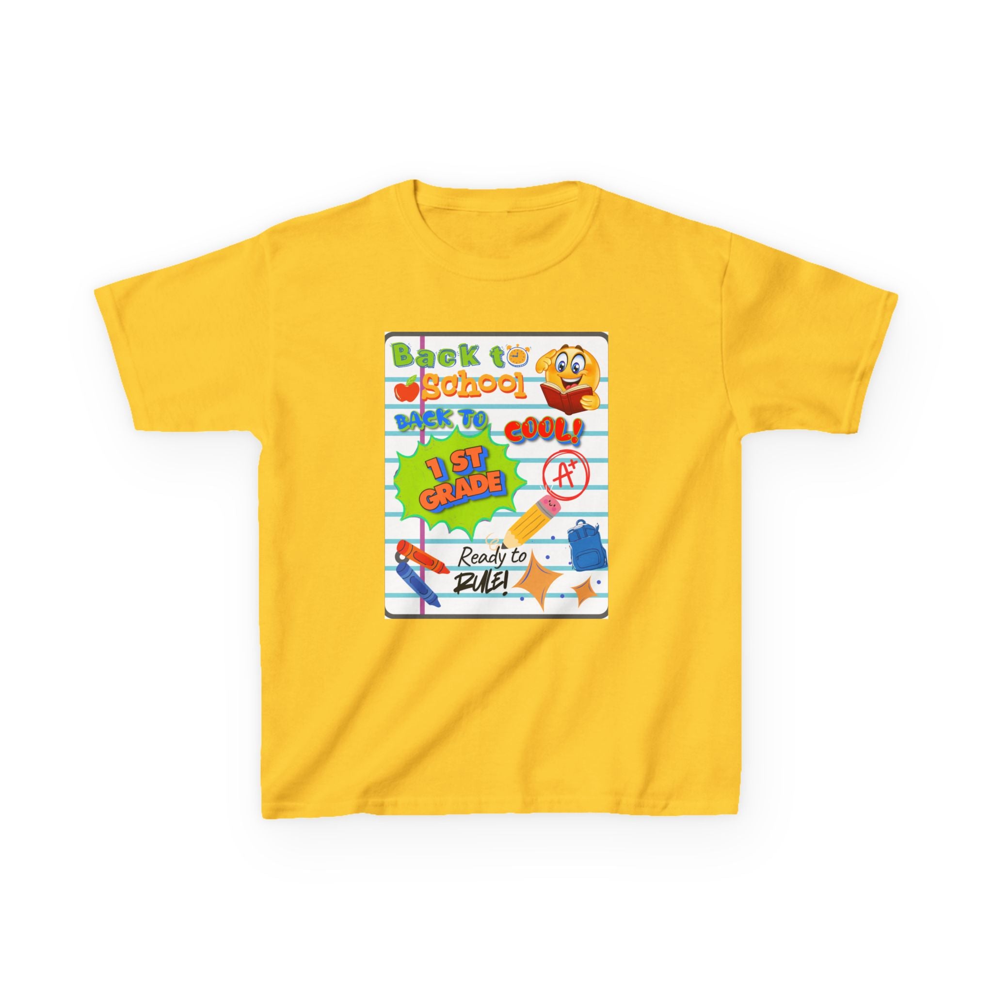 1st Grade Back to School Kids T‑Shirt - "Back to School" Lined Paper Design