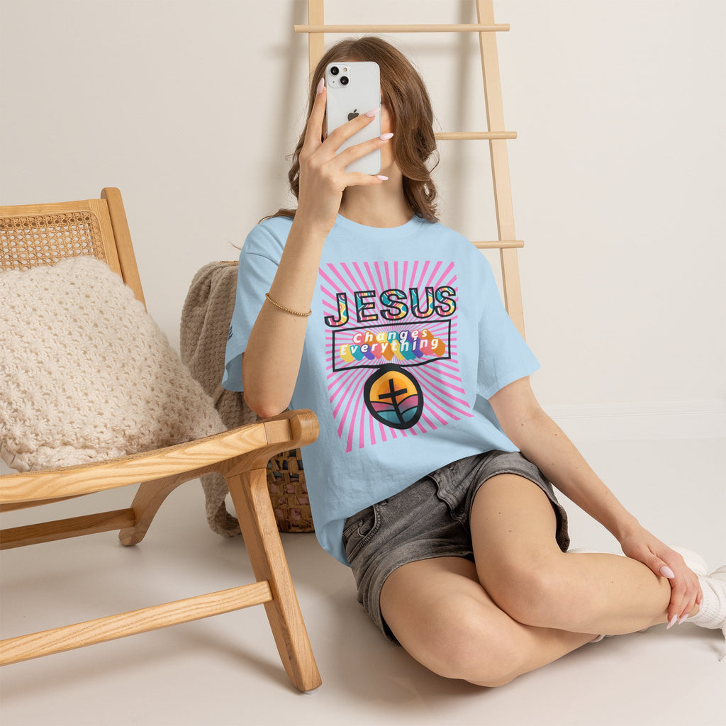 Jesus Changes Everything T-Shirt — Retro Rainbow Christian Faith Tee