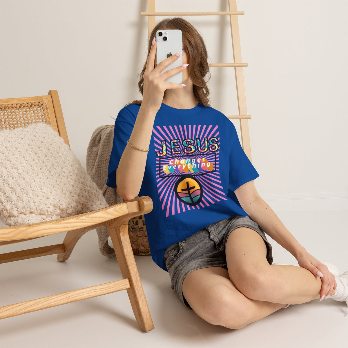 Jesus Changes Everything T-Shirt — Retro Rainbow Christian Faith Tee