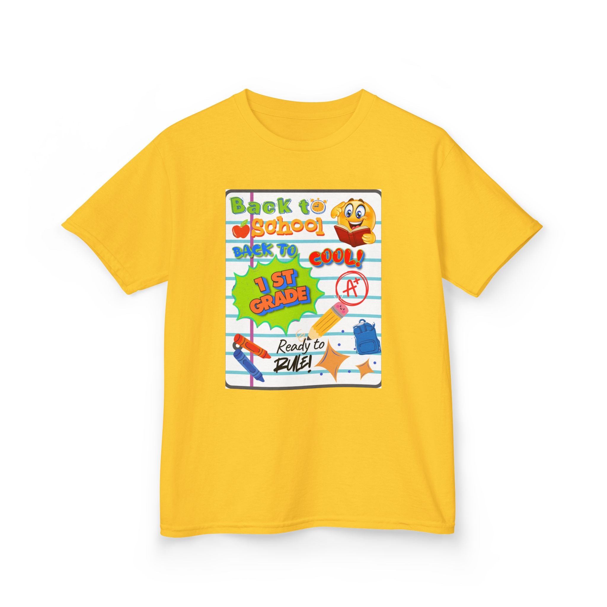 1st Grade Back to School Kids T‑Shirt - "Back to School" Lined Paper Design