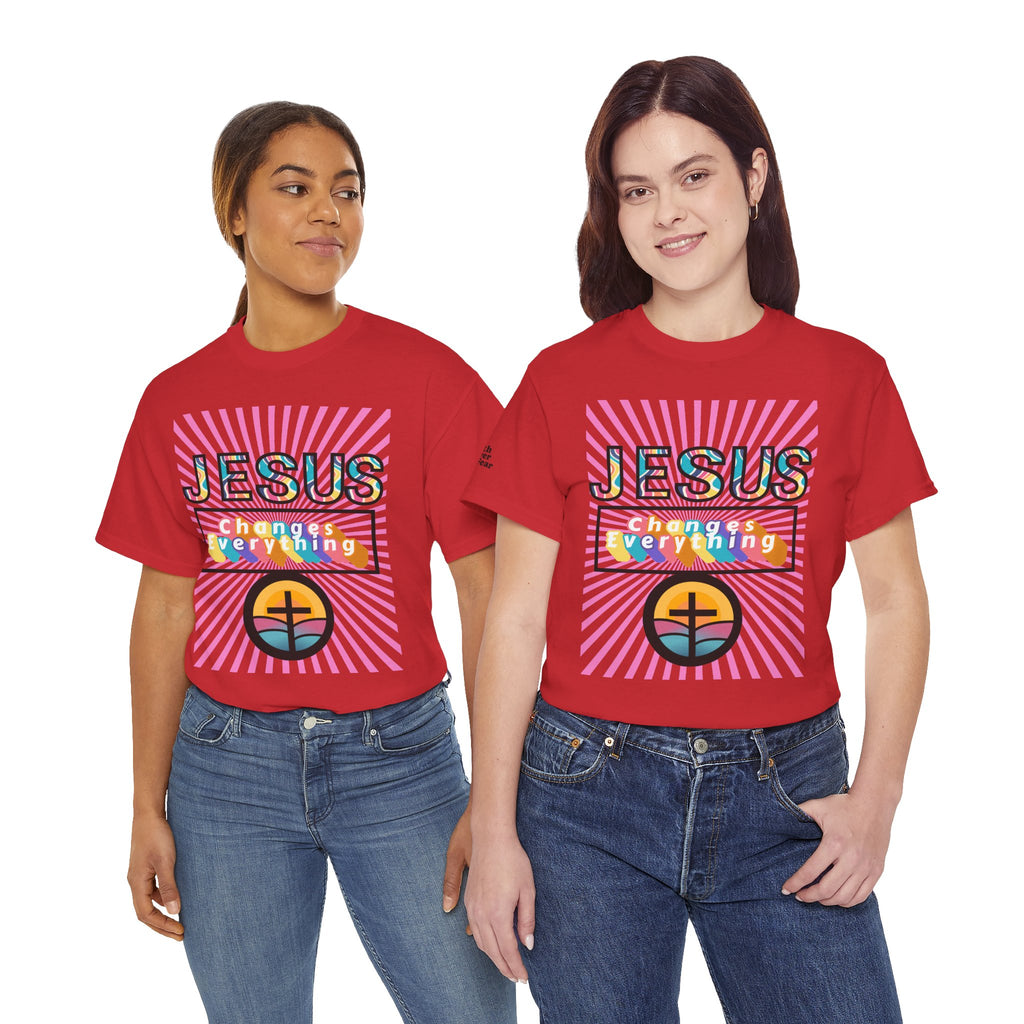 Jesus Changes Everything T-Shirt — Retro Rainbow Christian Faith Tee
