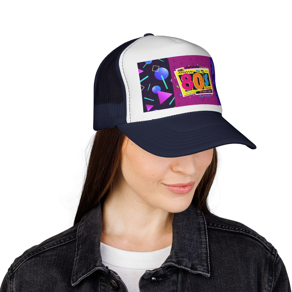 80s Retro Trucker Cap — Neon Memphis Design