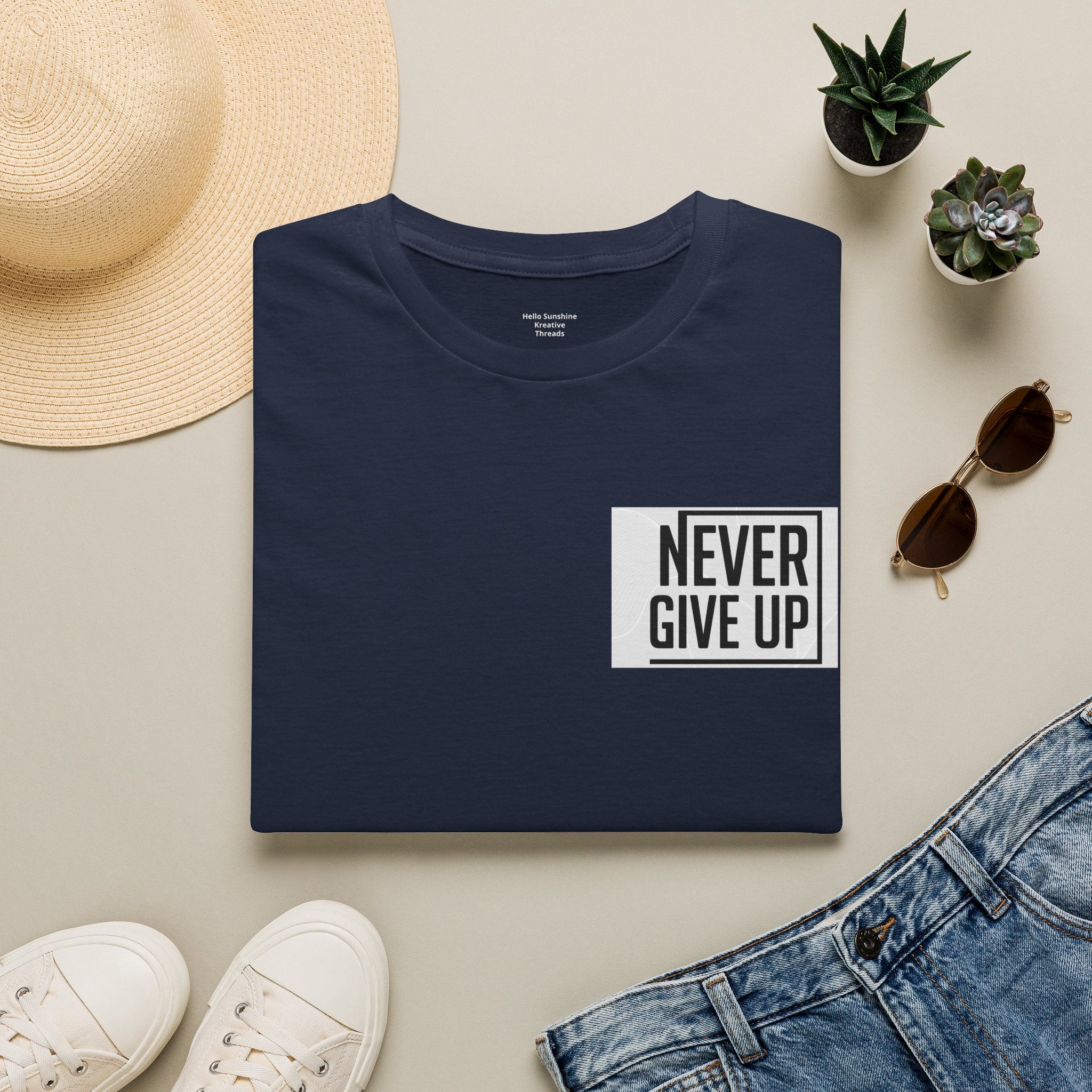 Never Give Up T-Shirt — Minimal Motivational Tee