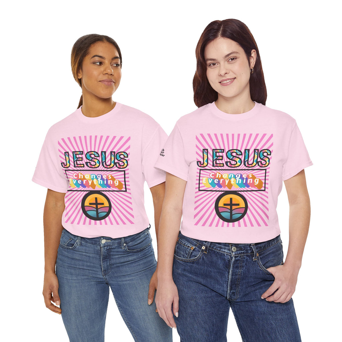 Jesus Changes Everything T-Shirt — Retro Rainbow Christian Faith Tee