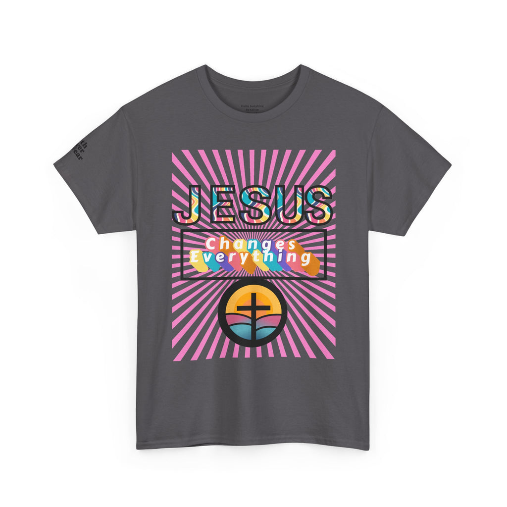 Jesus Changes Everything T-Shirt — Retro Rainbow Christian Faith Tee