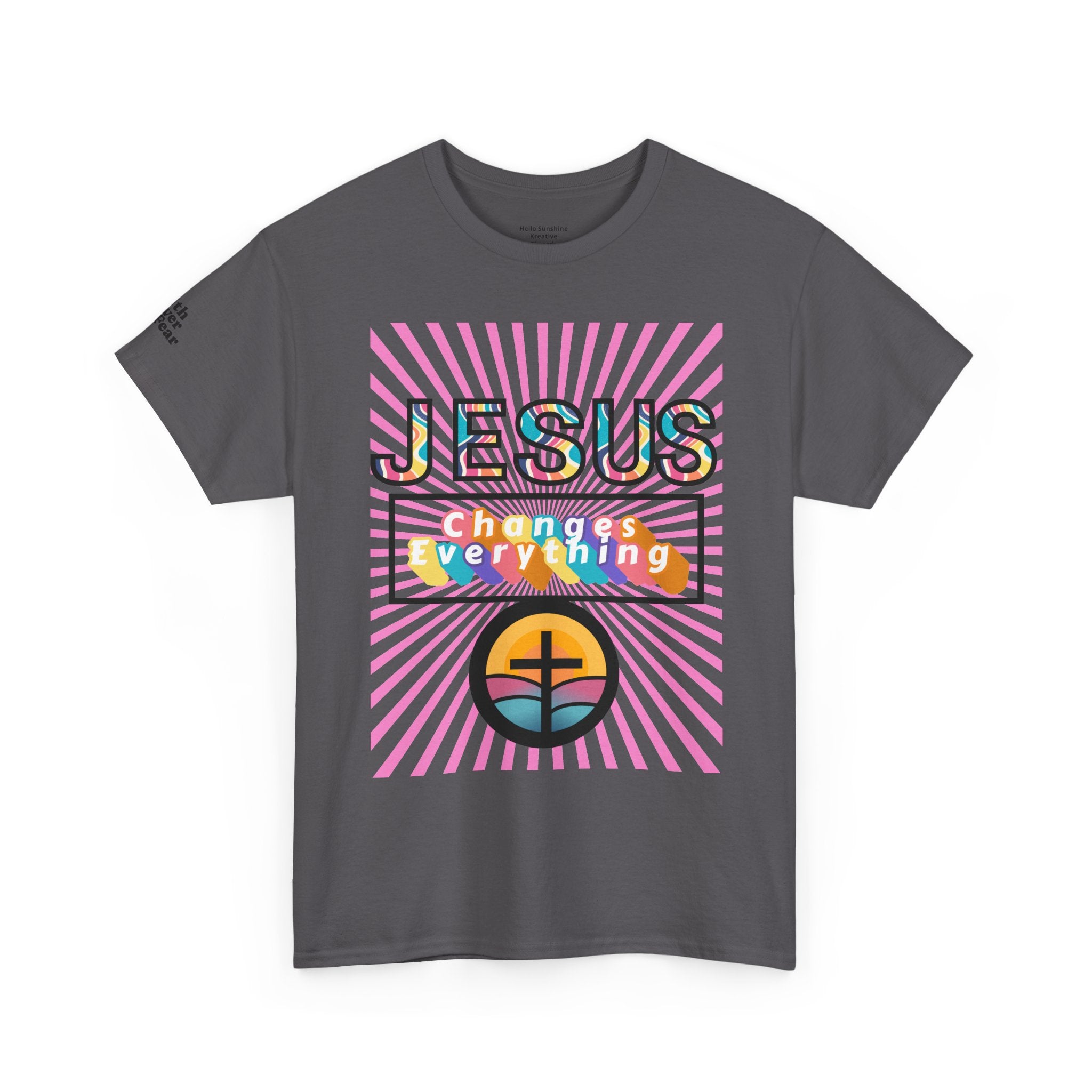 Jesus Changes Everything T-Shirt — Retro Rainbow Christian Faith Tee