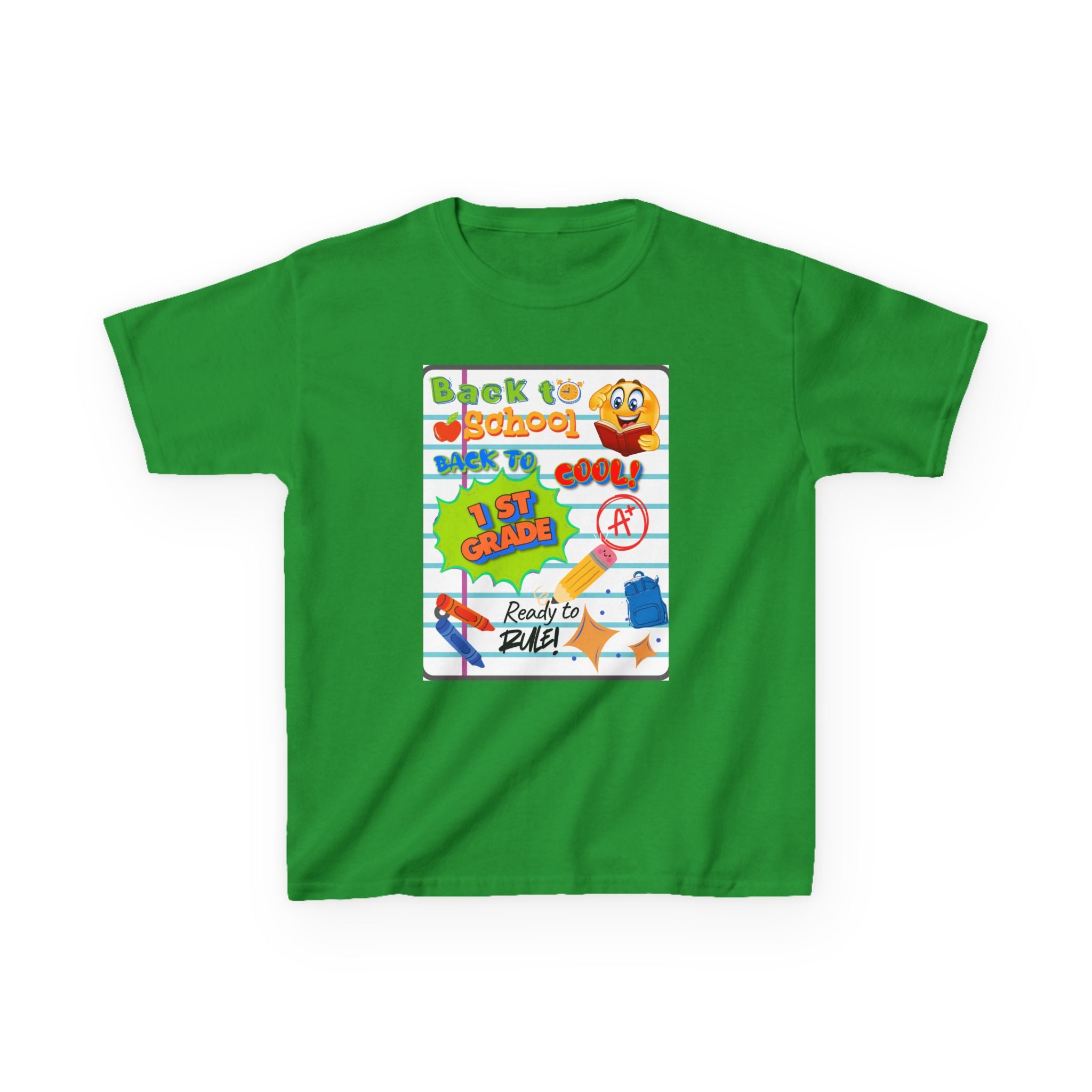 1st Grade Back to School Kids T‑Shirt - "Back to School" Lined Paper Design