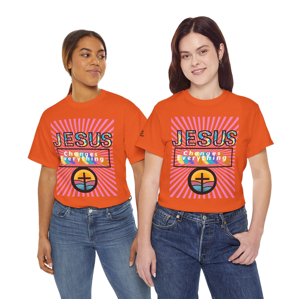 Jesus Changes Everything T-Shirt — Retro Rainbow Christian Faith Tee