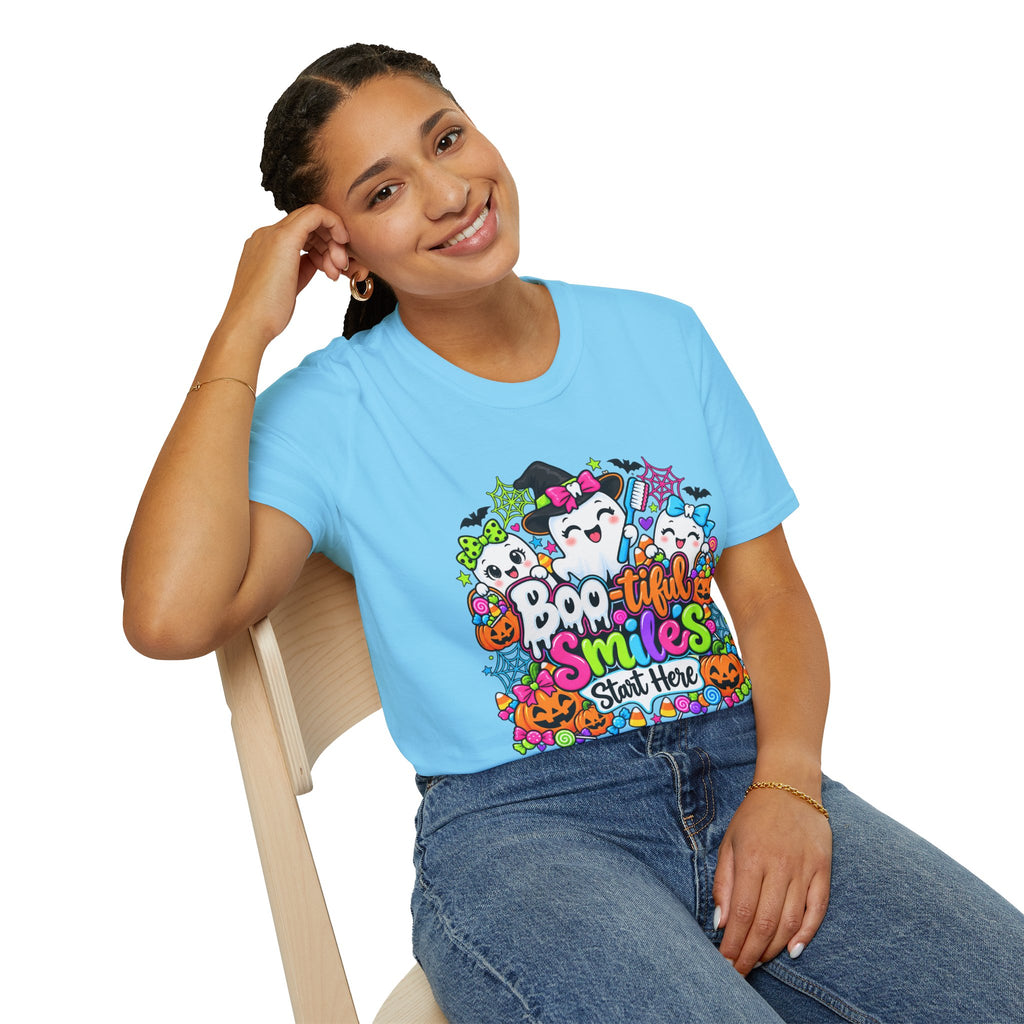 Boo-tiful Smiles Start Here Halloween T-Shirt