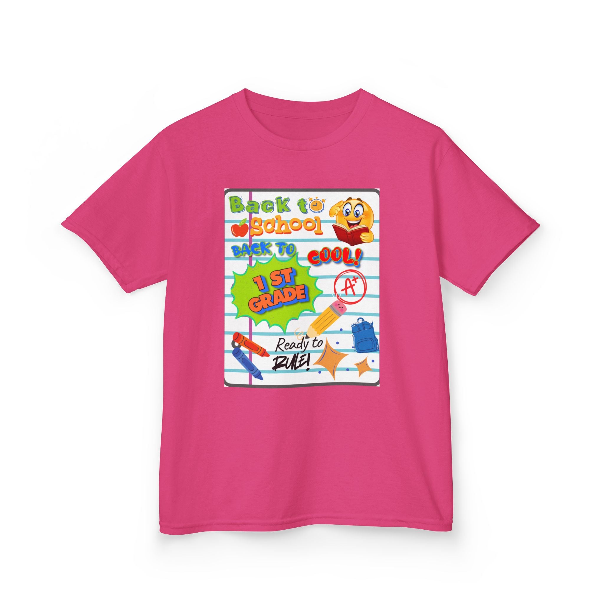 1st Grade Back to School Kids T‑Shirt - "Back to School" Lined Paper Design