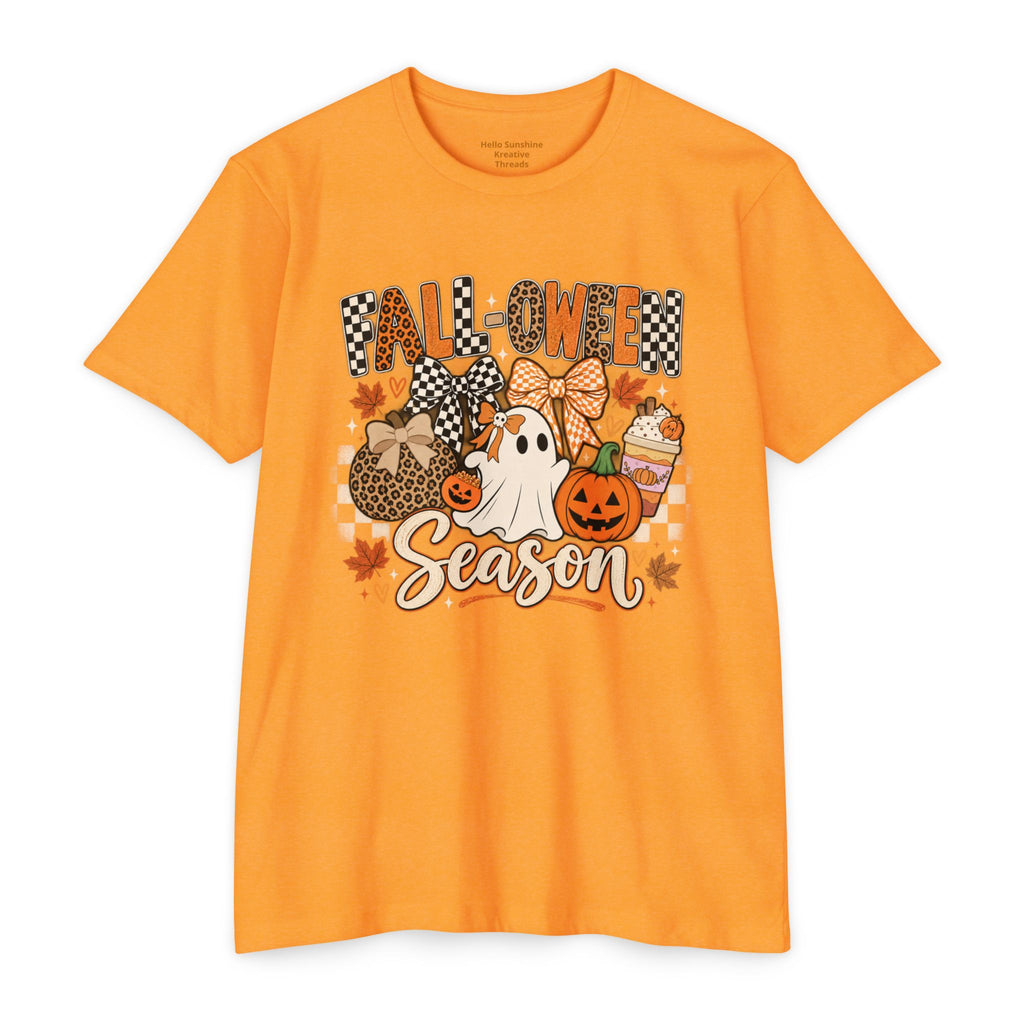 Falloween Season T-Shirt — Cute Ghost & Pumpkins Trick-or-Treat Tee
