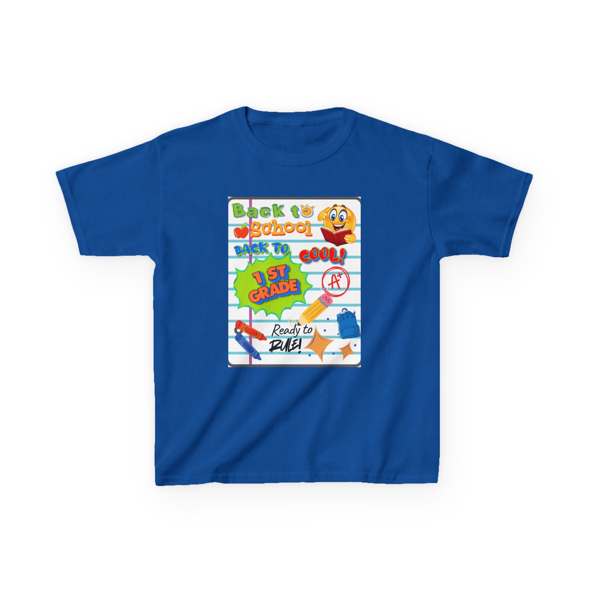 1st Grade Back to School Kids T‑Shirt - "Back to School" Lined Paper Design