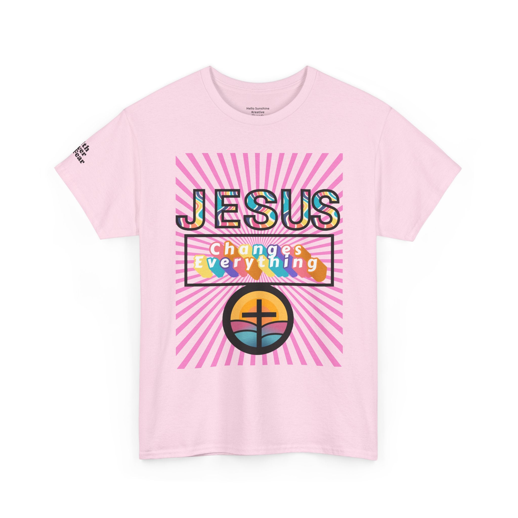 Jesus Changes Everything T-Shirt — Retro Rainbow Christian Faith Tee