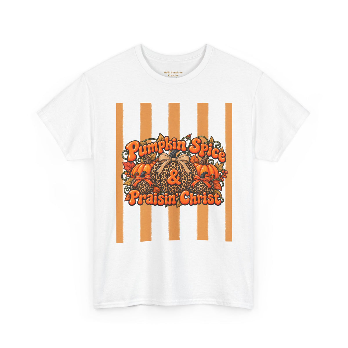 Pumpkin Spice & Praisin' Christ Tee — Fall Christian Pumpkin Graphic T-Shirt
