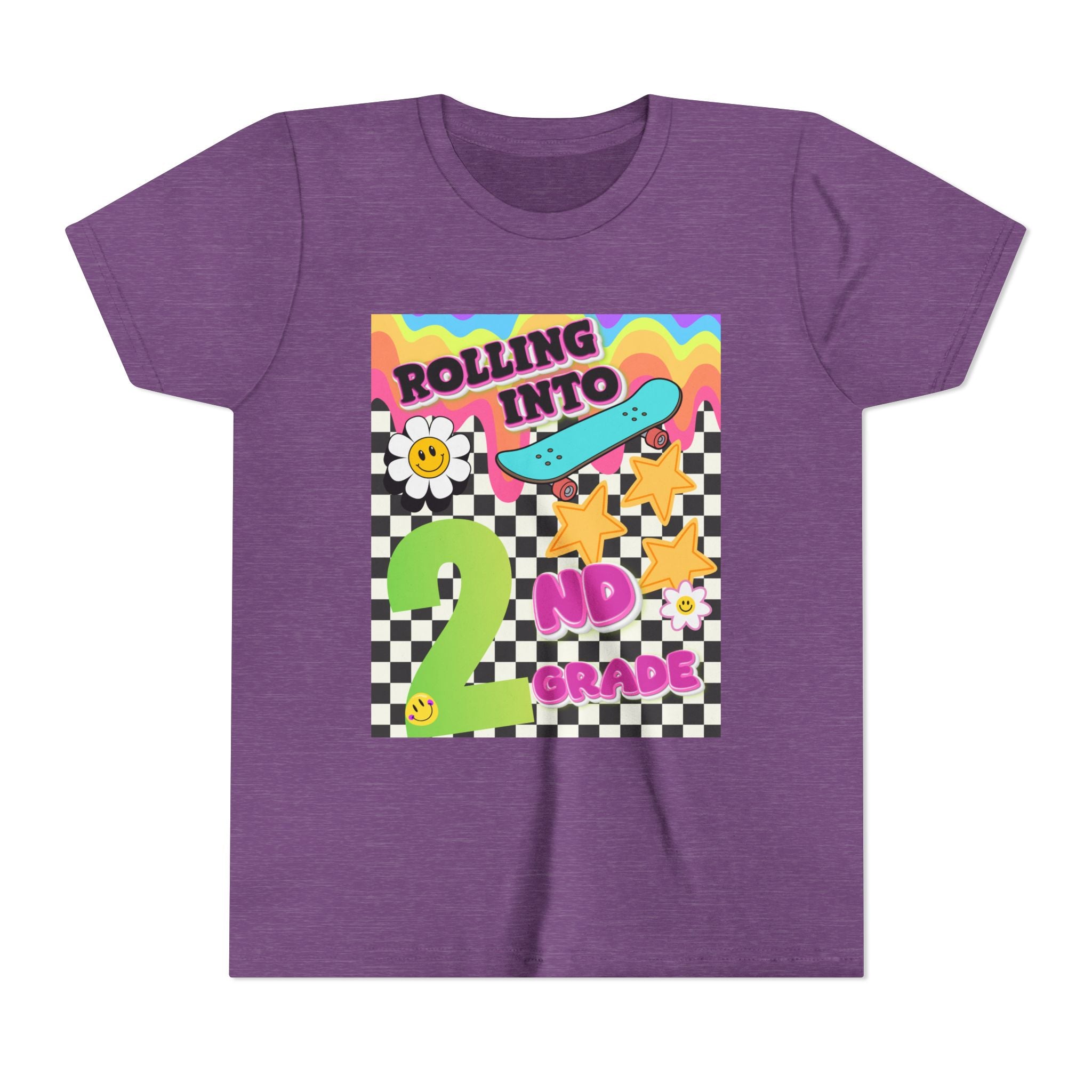 Youth Tee — "Rolling Into 2nd Grade" Back-to-School Skateboard Shirt