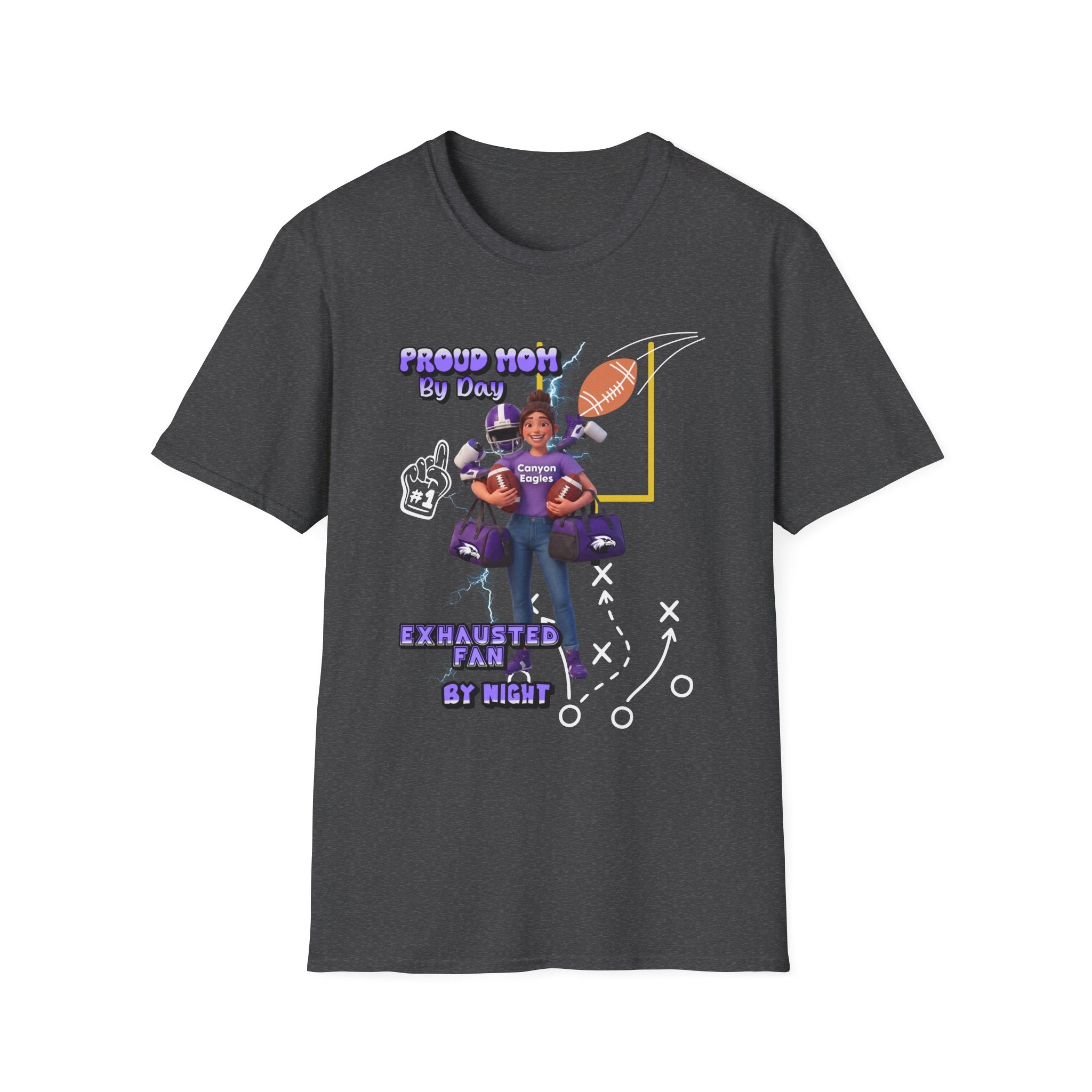 Proud Mom Football T-Shirt — “Proud Mom By Day / Exhausted Fan By Night”