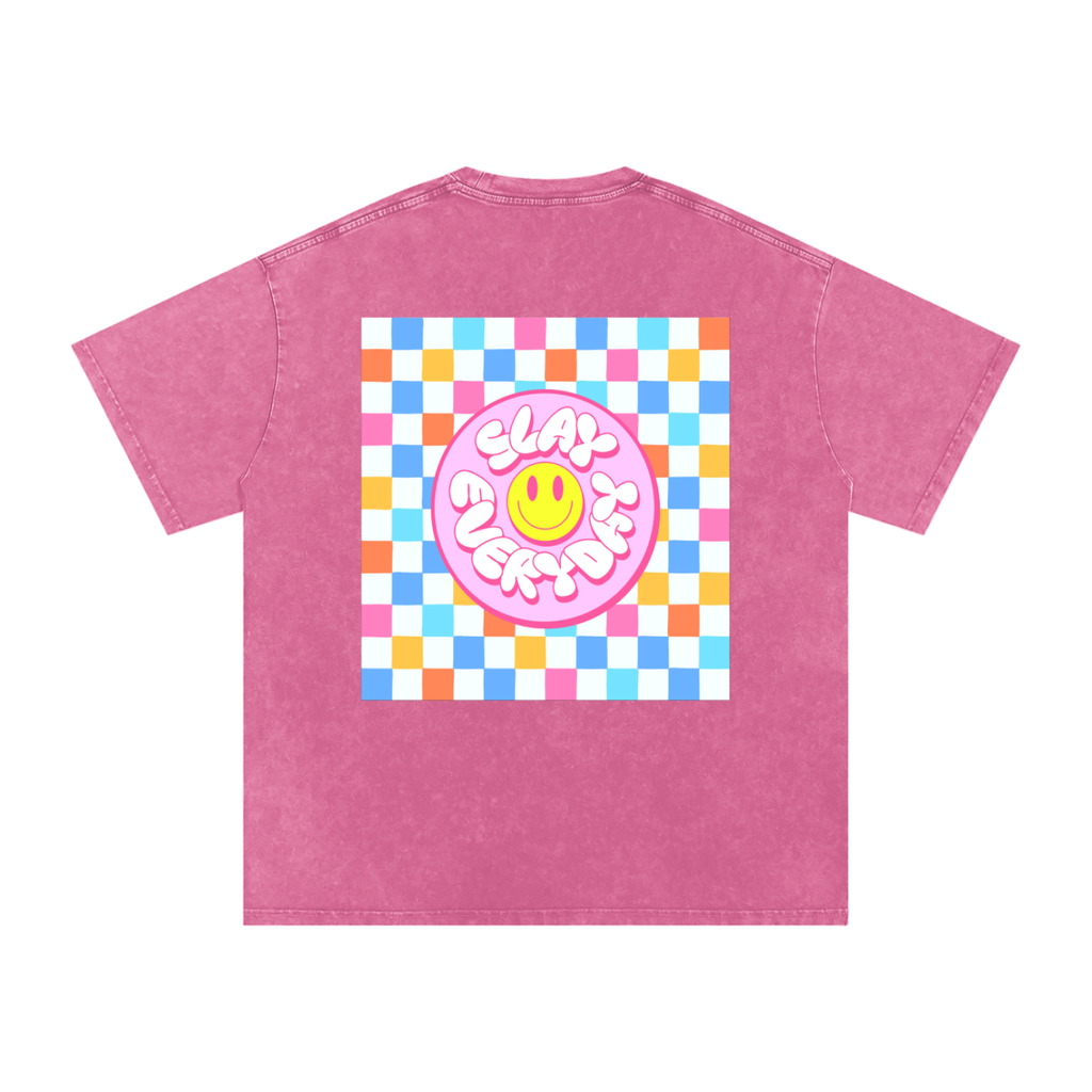 Snow Washed Oversized Cotton Slay All Day T-Shirt