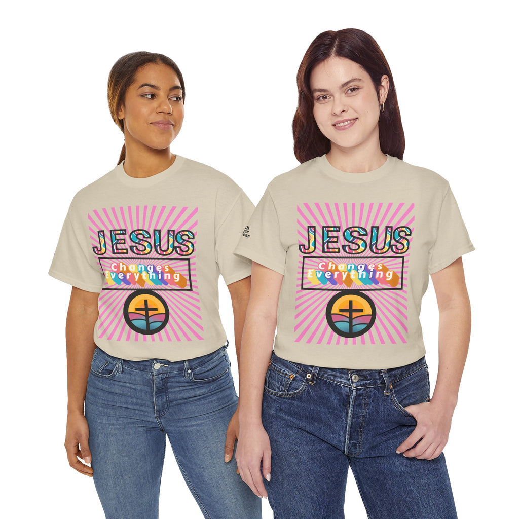 Jesus Changes Everything T-Shirt — Retro Rainbow Christian Faith Tee