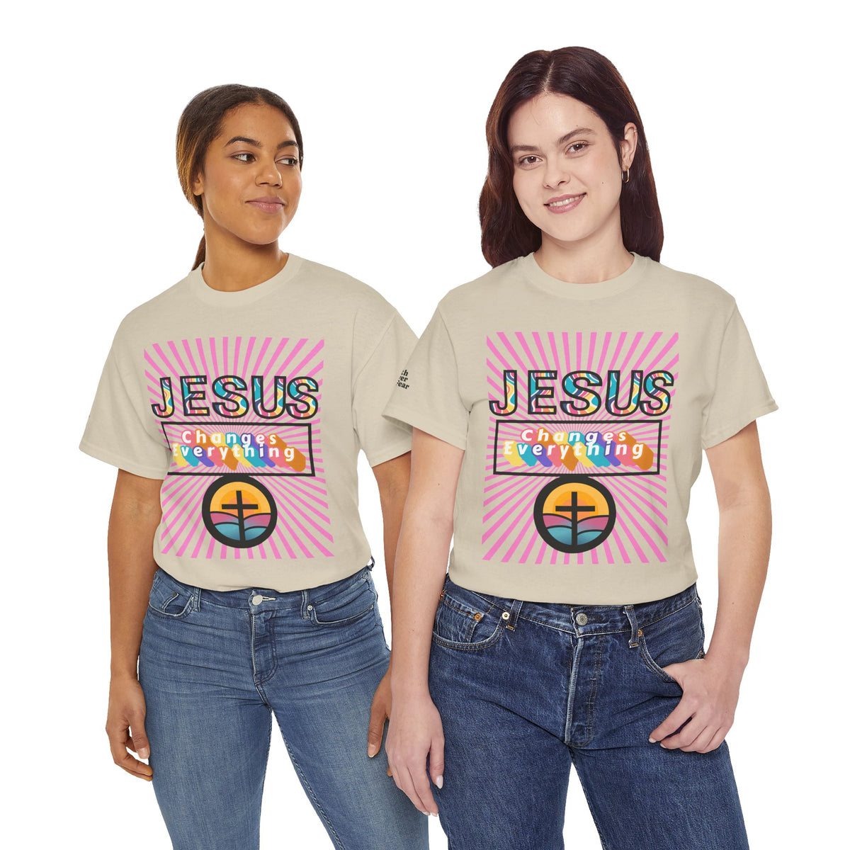 Jesus Changes Everything T-Shirt — Retro Rainbow Christian Faith Tee