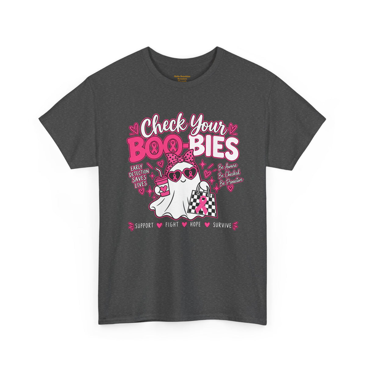 Check Your Boo-bies Tee — Breast Cancer Awareness Ghost Graphic T-Shirt