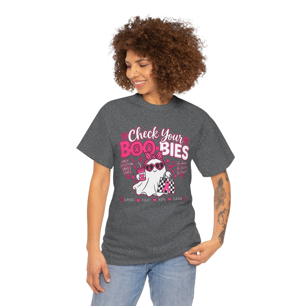 Check Your Boo-bies Tee — Breast Cancer Awareness Ghost Graphic T-Shirt