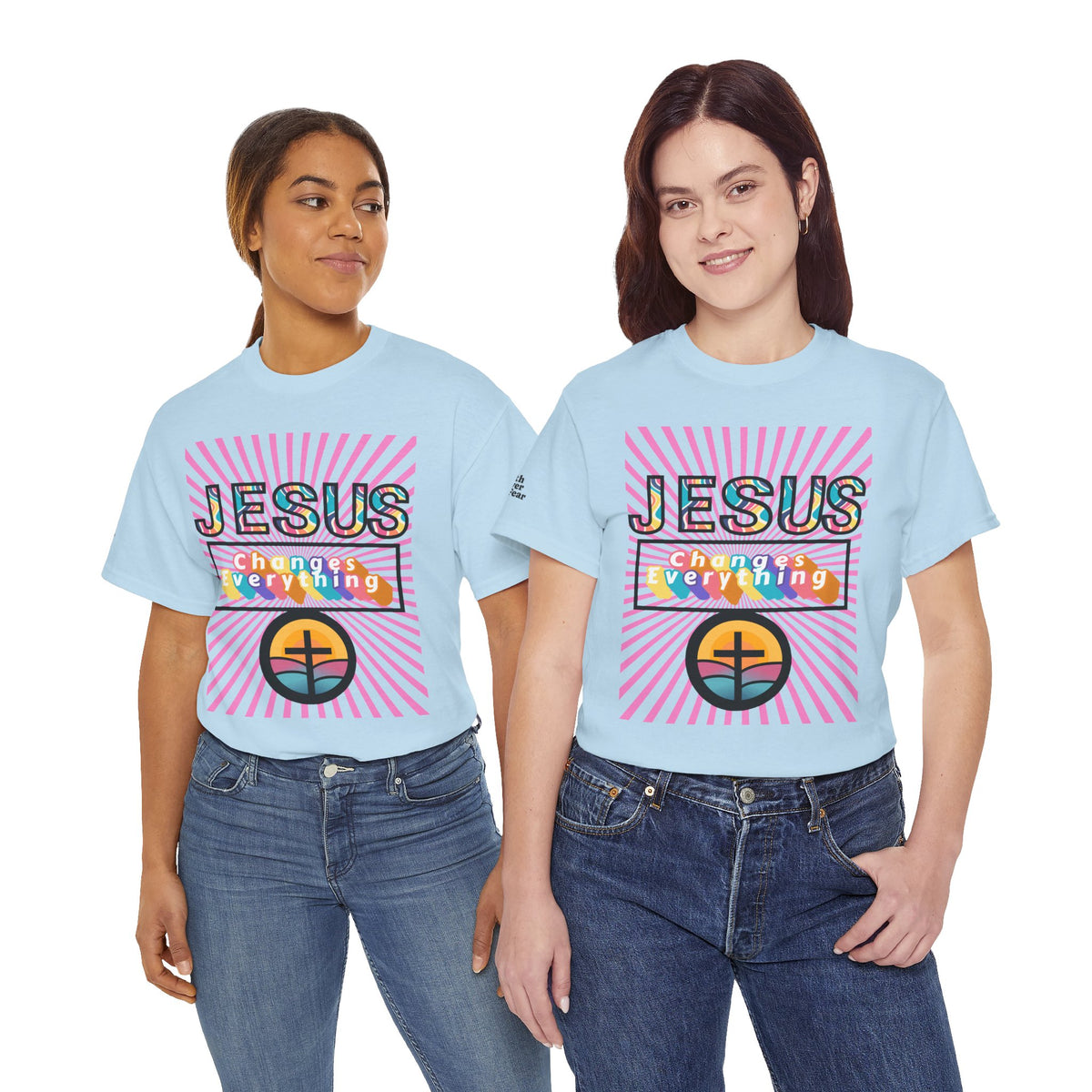 Jesus Changes Everything T-Shirt — Retro Rainbow Christian Faith Tee