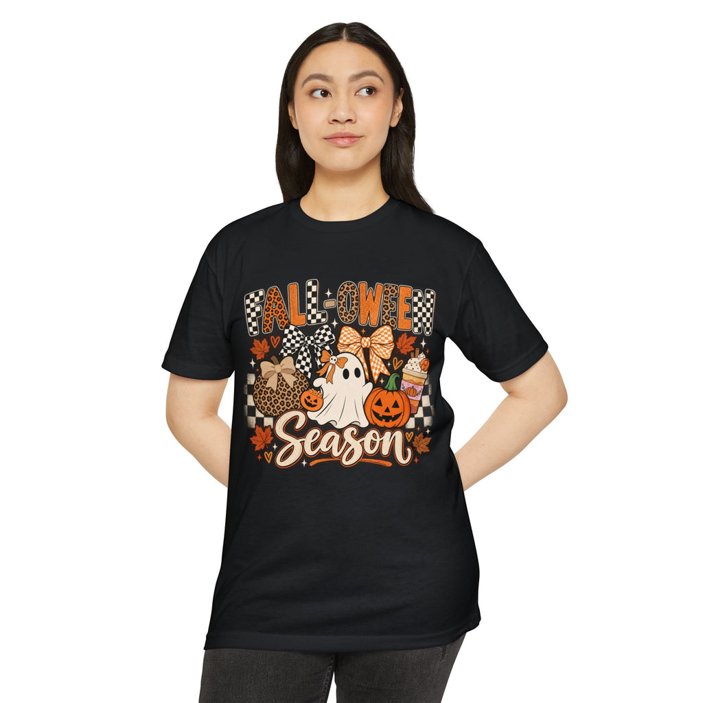 Falloween Season T-Shirt — Cute Ghost & Pumpkins Trick-or-Treat Tee