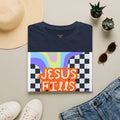 T-Shirt — "Jesus Fills My Cup" Retro Checkerboard Faith Tee
