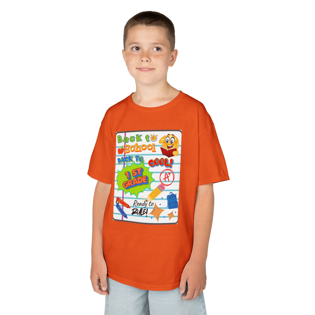 1st Grade Back to School Kids T‑Shirt - "Back to School" Lined Paper Design