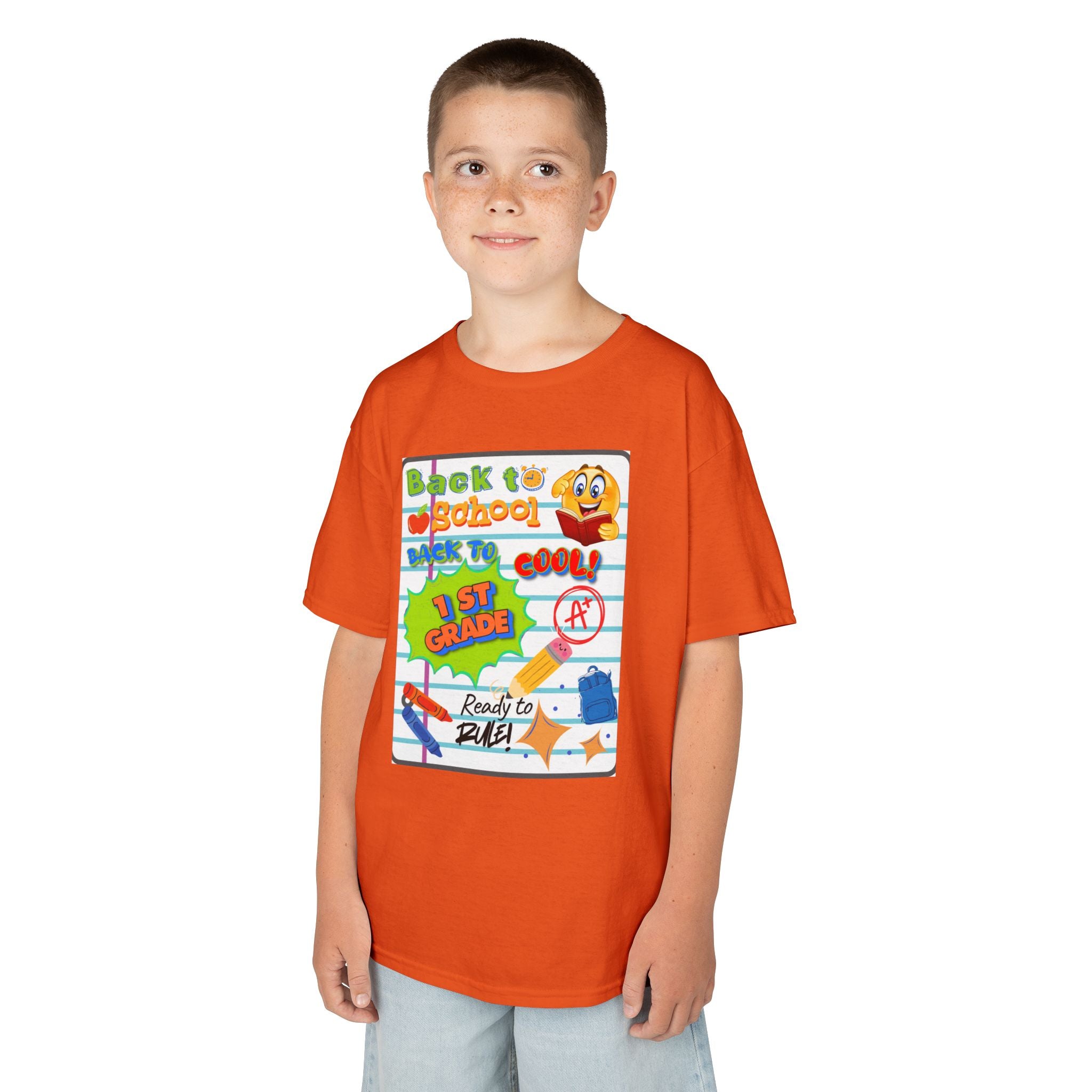1st Grade Back to School Kids T‑Shirt - "Back to School" Lined Paper Design
