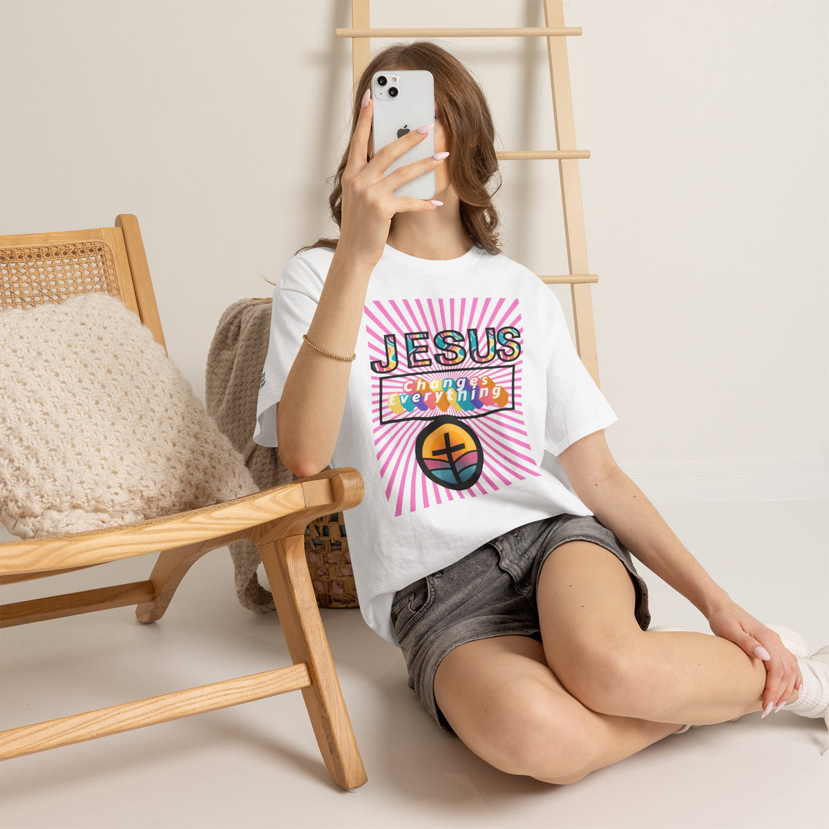 Jesus Changes Everything T-Shirt — Retro Rainbow Christian Faith Tee
