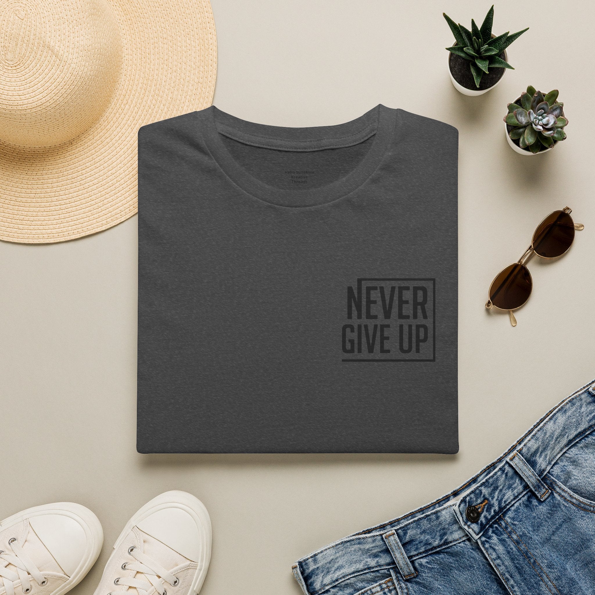 Never Give Up T-Shirt — Minimal Motivational Tee