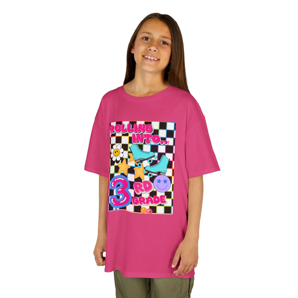 3rd Grade Back to School Kids T-Shirt — Rolling into 3rd Grade Checkerboard Design