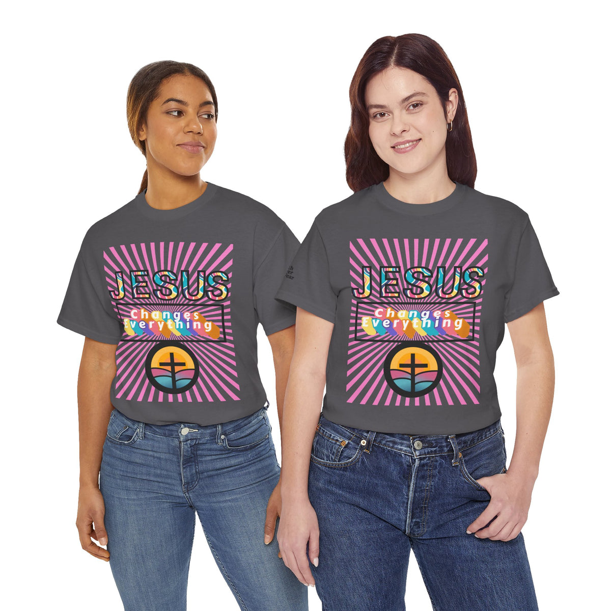 Jesus Changes Everything T-Shirt — Retro Rainbow Christian Faith Tee