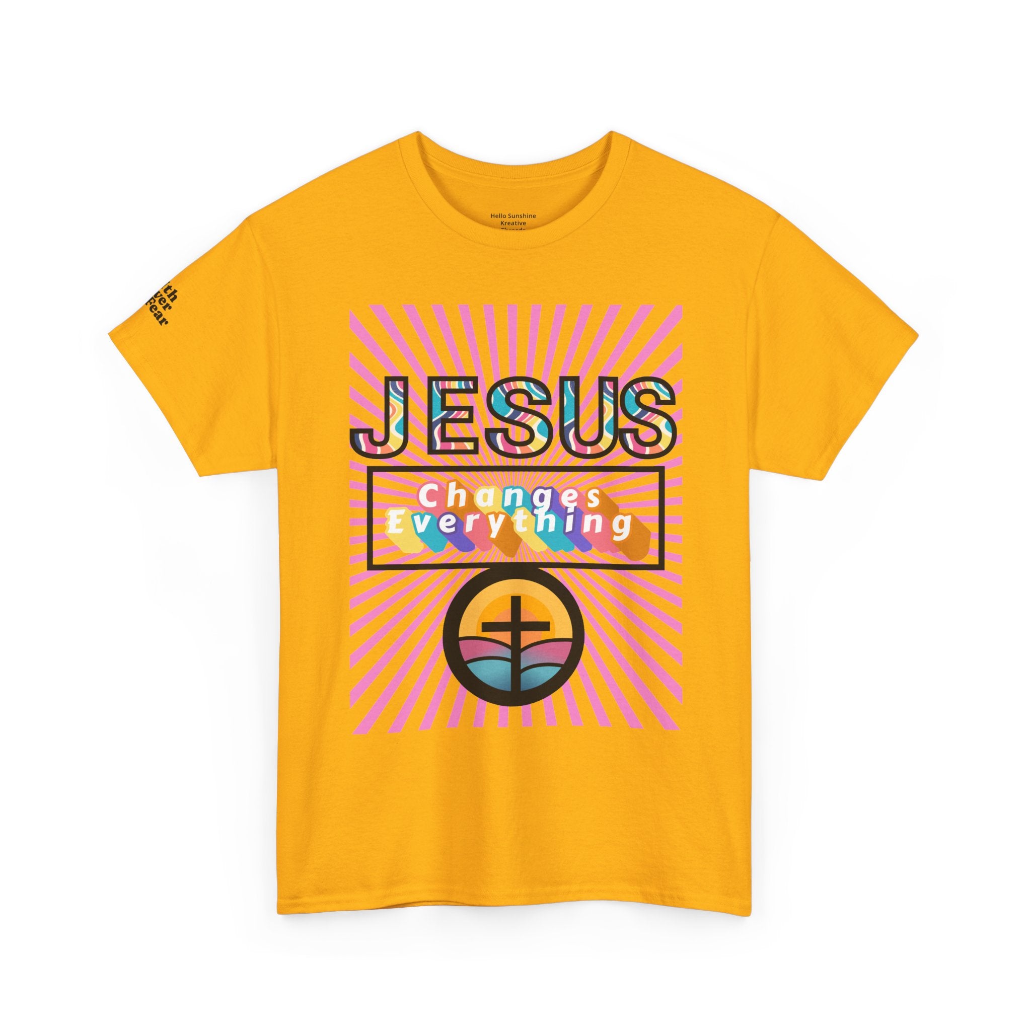Jesus Changes Everything T-Shirt — Retro Rainbow Christian Faith Tee