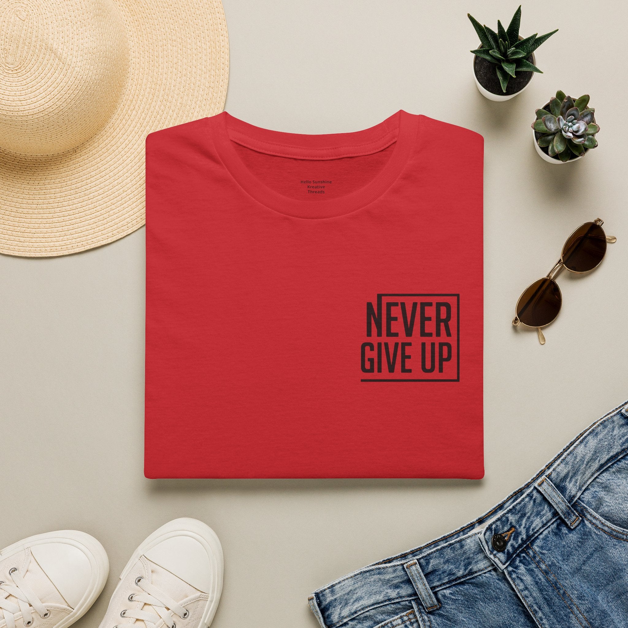 Never Give Up T-Shirt — Minimal Motivational Tee