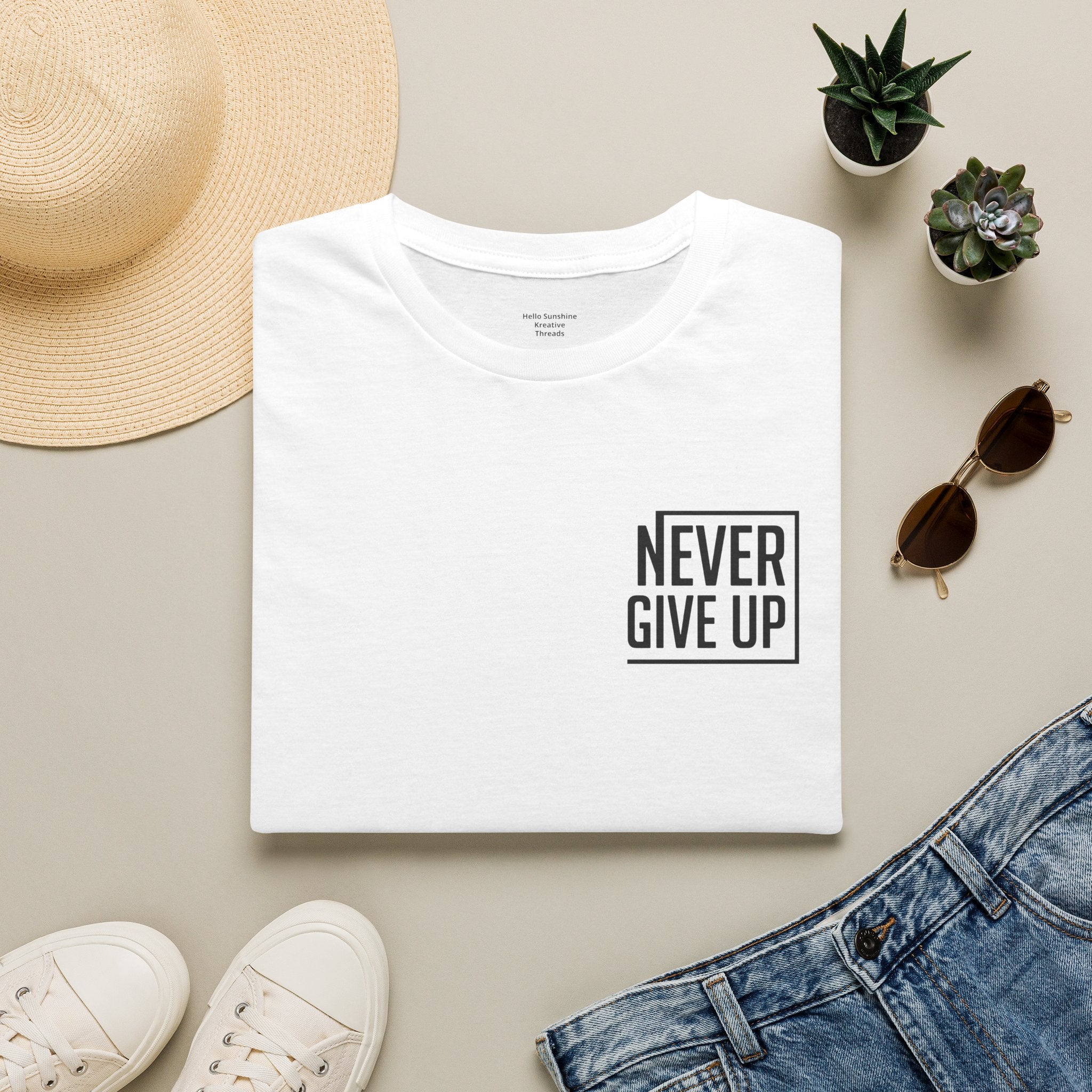 Never Give Up T-Shirt — Minimal Motivational Tee