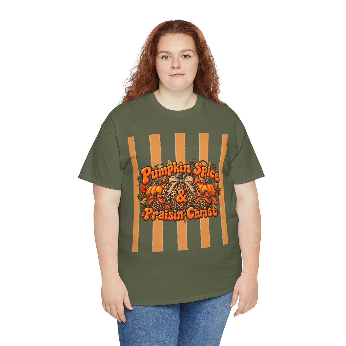 Pumpkin Spice & Praisin' Christ Tee — Fall Christian Pumpkin Graphic T-Shirt