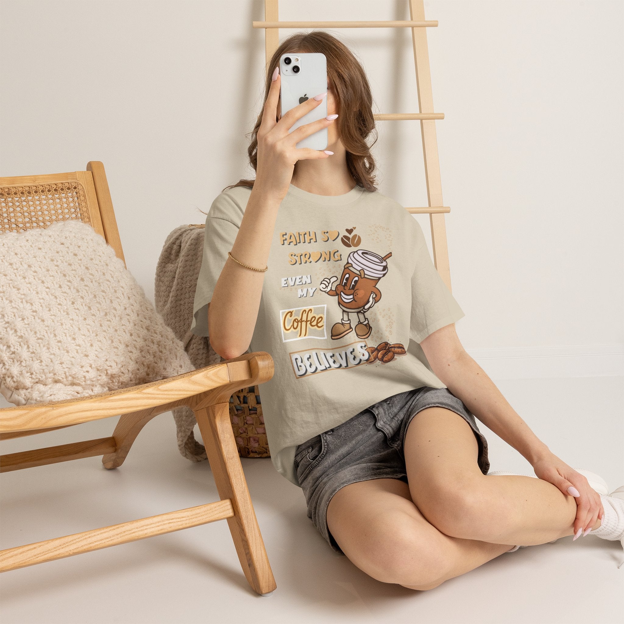 Coffee Believer T‑Shirt — Faith So Strong Even My Coffee Believes