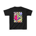 Kids 4th Grade First Day T-Shirt — Retro Checkerboard Neon Design