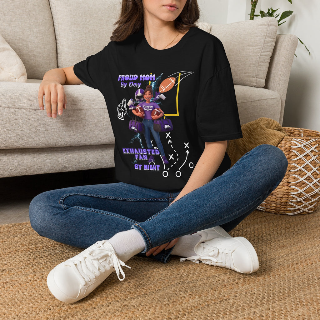 Proud Mom Football T-Shirt — “Proud Mom By Day / Exhausted Fan By Night”