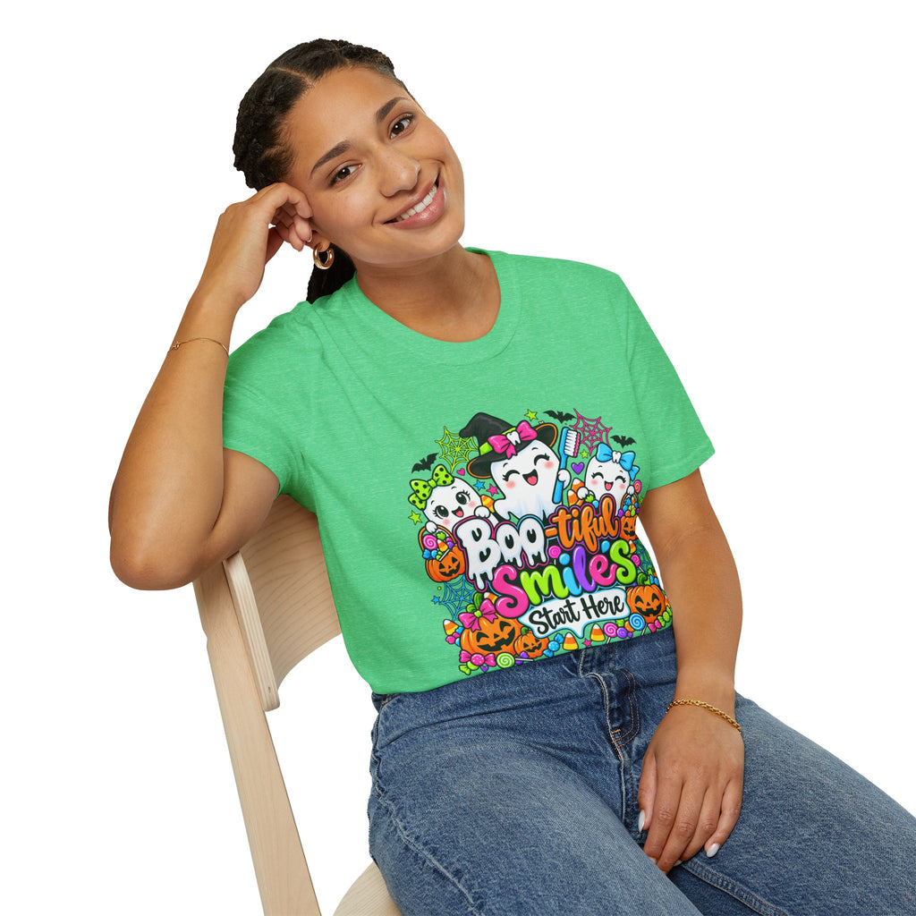 Boo-tiful Smiles Start Here Halloween T-Shirt