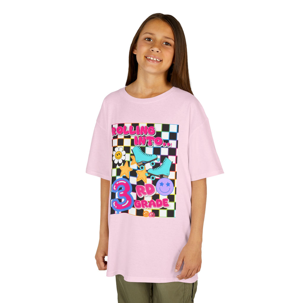 3rd Grade Back to School Kids T-Shirt — Rolling into 3rd Grade Checkerboard Design