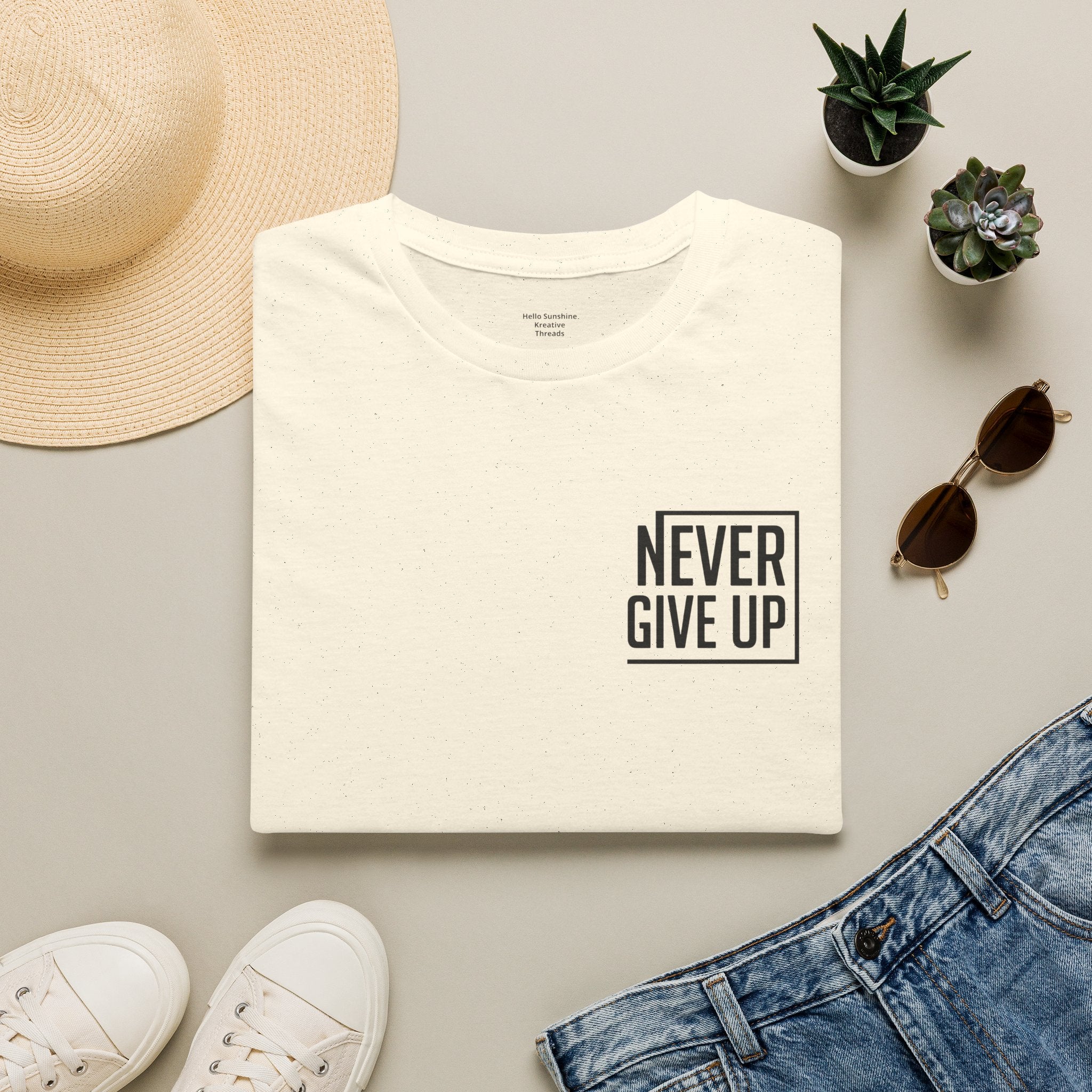 Never Give Up T-Shirt — Minimal Motivational Tee
