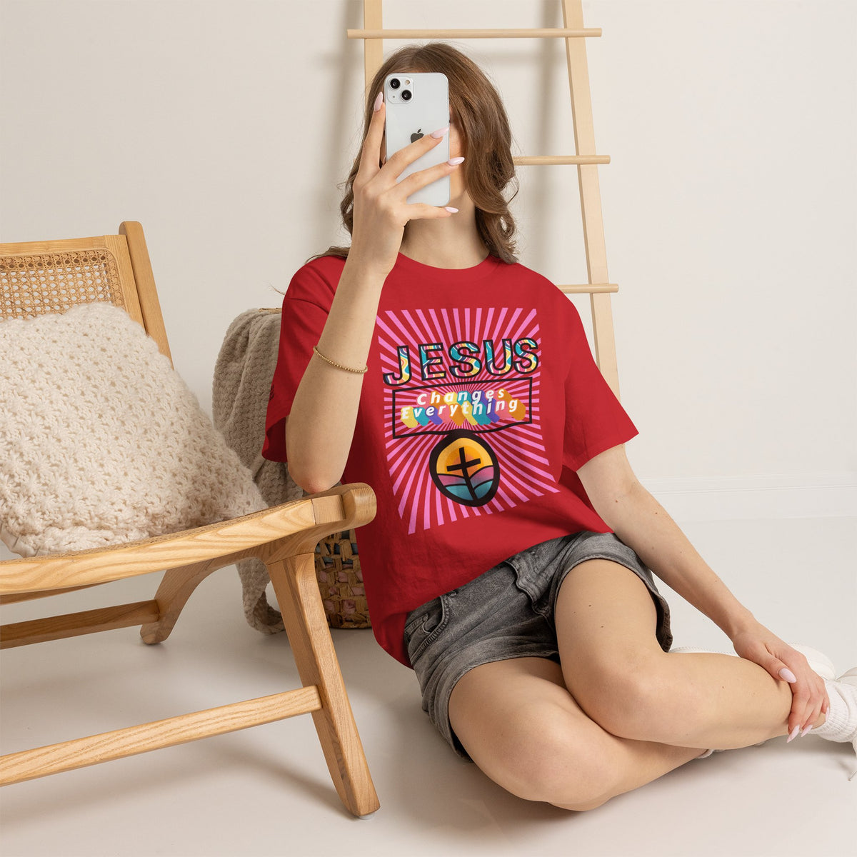 Jesus Changes Everything T-Shirt — Retro Rainbow Christian Faith Tee
