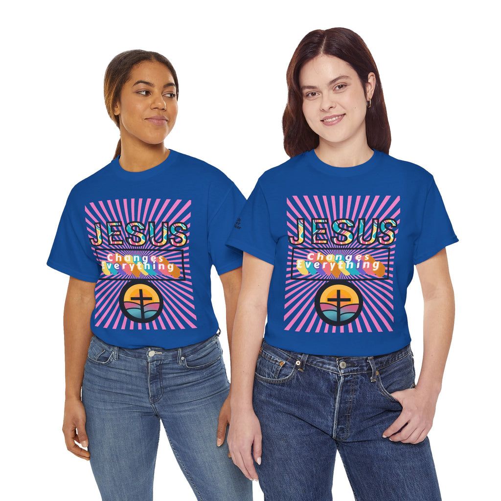 Jesus Changes Everything T-Shirt — Retro Rainbow Christian Faith Tee